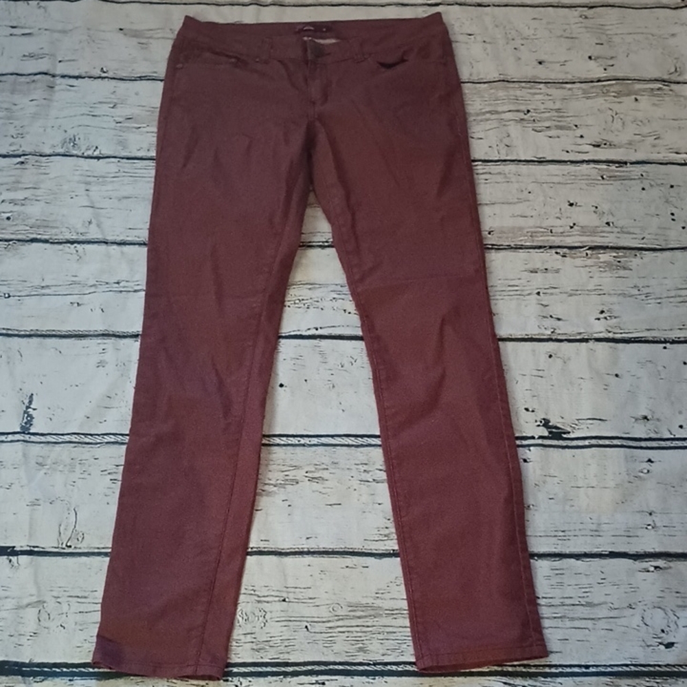 Prana Dark Red Women's Organic Cotton Blend Slim Fit Jeans 8